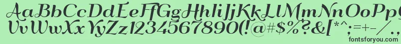 フォントQumpellkano12 – 緑の背景に黒い文字