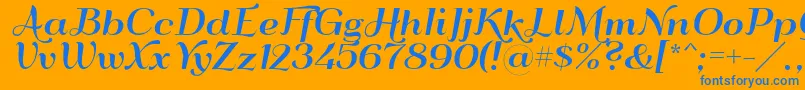 Qumpellkano12-Schriftart – Blaue Schriften auf orangefarbenem Hintergrund