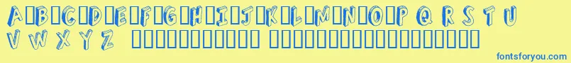 RefuseTrip-Schriftart – Blaue Schriften auf gelbem Hintergrund