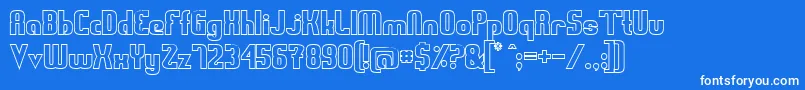 SwedenFunkisOutlined-Schriftart – Weiße Schriften auf blauem Hintergrund