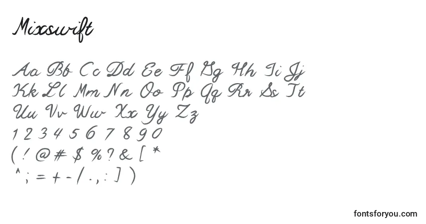 Czcionka Mixswift – alfabet, cyfry, specjalne znaki