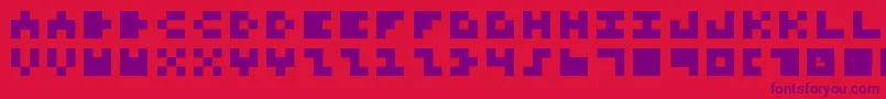 PixelRocks-Schriftart – Violette Schriften auf rotem Hintergrund
