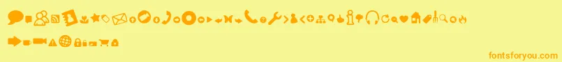 WebTools-Schriftart – Orangefarbene Schriften auf gelbem Hintergrund