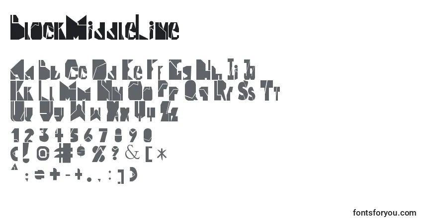 Schriftart BlockMiddleLine – Alphabet, Zahlen, spezielle Symbole