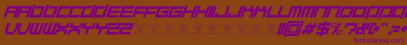 QuaaludehulkItalic-Schriftart – Violette Schriften auf braunem Hintergrund