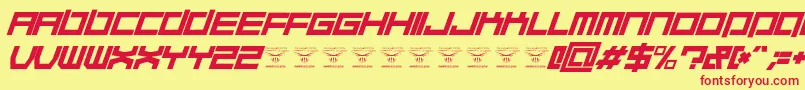 QuaaludehulkItalic Font – Red Fonts on Yellow Background