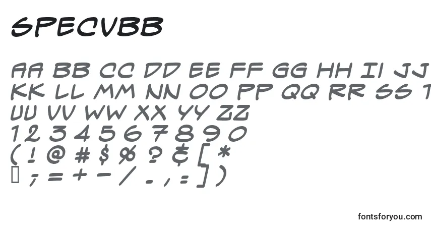 Czcionka Specvbb – alfabet, cyfry, specjalne znaki