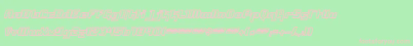 FreyaOutline-Schriftart – Rosa Schriften auf grünem Hintergrund