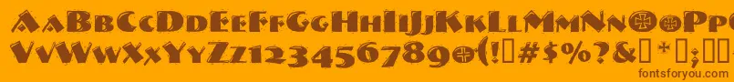 Vtnervouzreichdecorated-Schriftart – Braune Schriften auf orangefarbenem Hintergrund