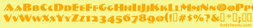 Vtnervouzreichdecorated Font – Orange Fonts on Yellow Background