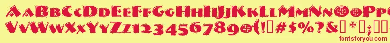 Vtnervouzreichdecorated Font – Red Fonts on Yellow Background