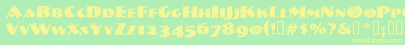 Vtnervouzreichdecorated-Schriftart – Gelbe Schriften auf grünem Hintergrund