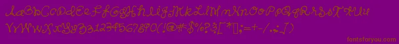 Sandershand-Schriftart – Braune Schriften auf violettem Hintergrund