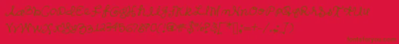 Sandershandフォントについての詳細 フォントSandershand – 赤い背景に茶色の文字