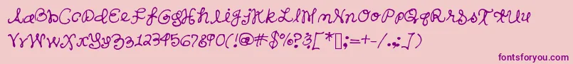 Sandershand Font – Purple Fonts on Pink Background