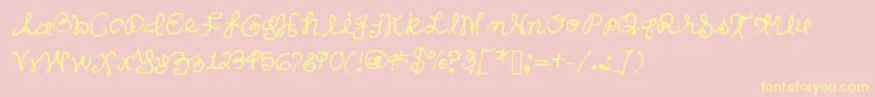 Sandershand-fontti – keltaiset fontit vaaleanpunaisella taustalla