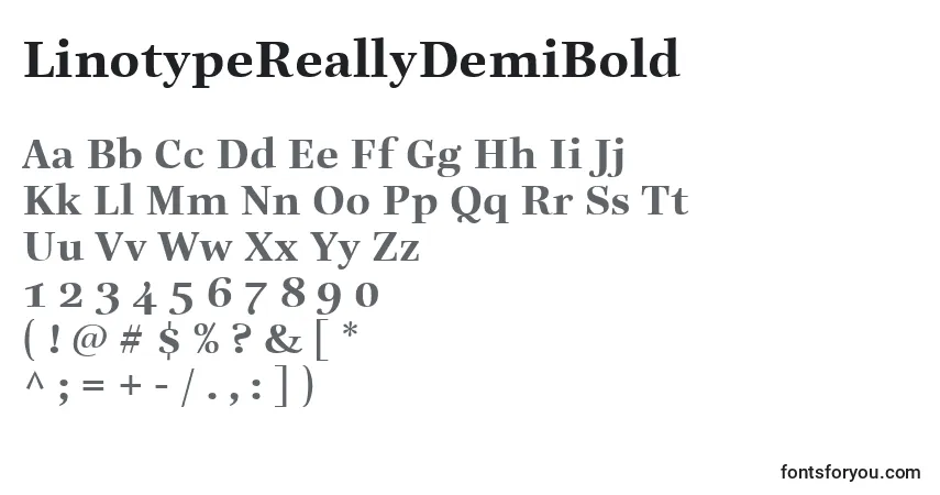 Schriftart LinotypeReallyDemiBold – Alphabet, Zahlen, spezielle Symbole