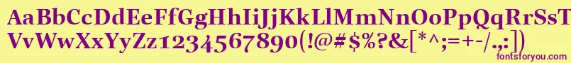 LinotypeReallyDemiBold-Schriftart – Violette Schriften auf gelbem Hintergrund
