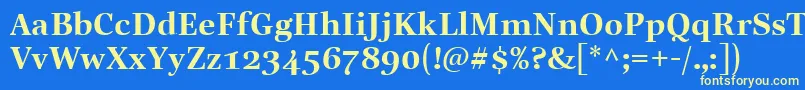 Więcej informacji o czcionce LinotypeReallyDemiBold Czcionka LinotypeReallyDemiBold – żółte czcionki na niebieskim tle