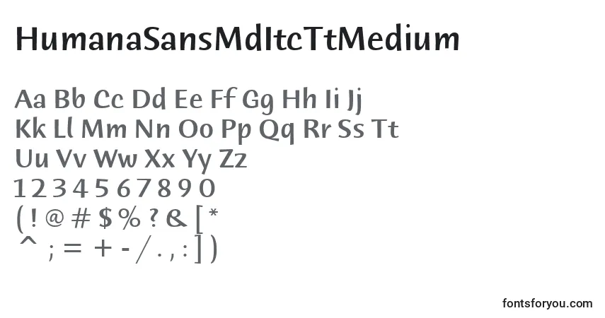 Шрифт HumanaSansMdItcTtMedium – алфавит, цифры, специальные символы