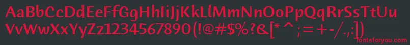 フォントHumanaSansMdItcTtMedium – 黒い背景に赤い文字