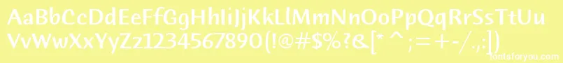 フォントHumanaSansMdItcTtMedium – 黄色い背景に白い文字