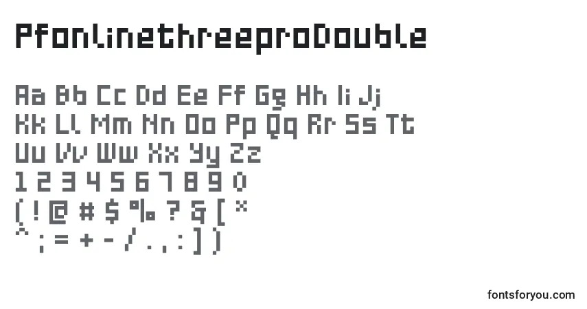 Czcionka PfonlinethreeproDouble – alfabet, cyfry, specjalne znaki