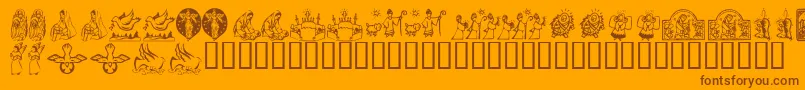 KrChristmasDings2004Four Font – Brown Fonts on Orange Background