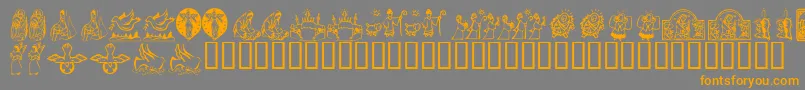 KrChristmasDings2004Four Font – Orange Fonts on Gray Background