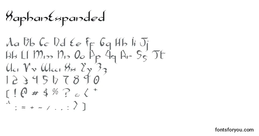 Schriftart XaphanExpanded – Alphabet, Zahlen, spezielle Symbole