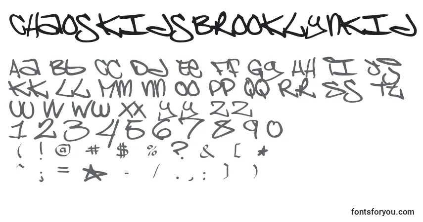 Шрифт ChaoskidsBrooklynKid – алфавит, цифры, специальные символы
