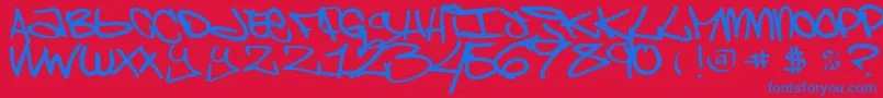 ChaoskidsBrooklynKid-fontti – siniset fontit punaisella taustalla