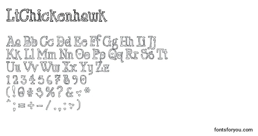 A fonte LtChickenhawk – alfabeto, números, caracteres especiais