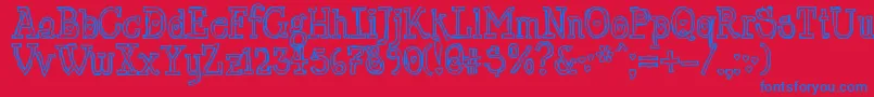 LtChickenhawk-Schriftart – Blaue Schriften auf rotem Hintergrund