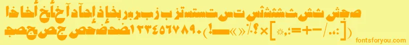Fonte AymShatySUNorm – fontes laranjas em um fundo amarelo