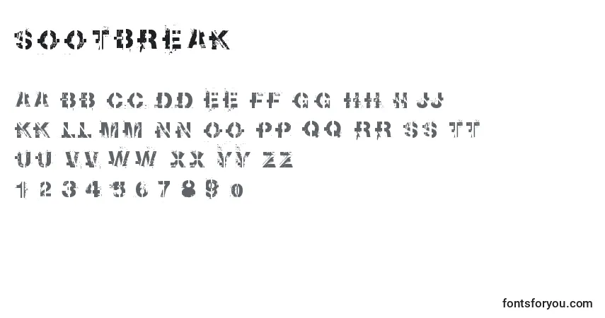 Schriftart Sootbreak – Alphabet, Zahlen, spezielle Symbole