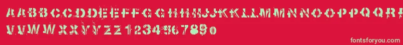 フォントSootbreak – 赤い背景に緑の文字