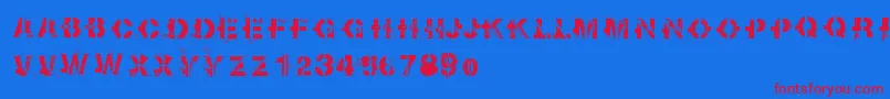 Sootbreak Font – Red Fonts on Blue Background