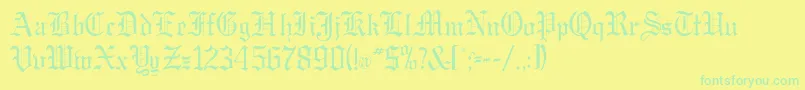 フォントGregordbNormal – 黄色い背景に緑の文字