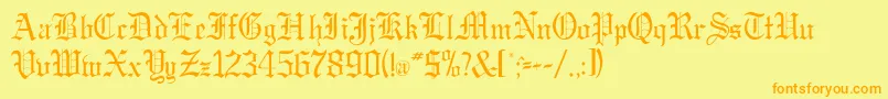 フォントGregordbNormal – オレンジの文字が黄色の背景にあります。