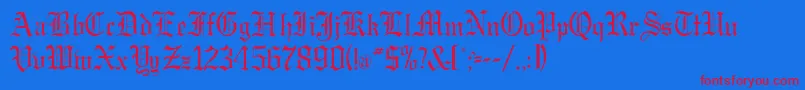 GregordbNormal Font – Red Fonts on Blue Background