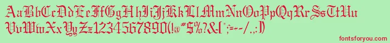 GregordbNormal Font – Red Fonts on Green Background