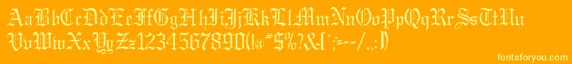 GregordbNormal-Schriftart – Gelbe Schriften auf orangefarbenem Hintergrund