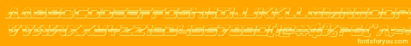 Transamericaplatital-Schriftart – Gelbe Schriften auf orangefarbenem Hintergrund