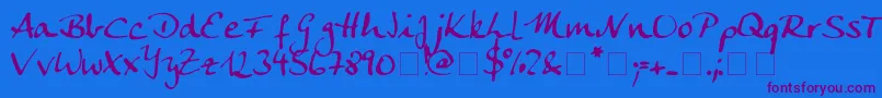 Fonte Ankecalligraph – fontes roxas em um fundo azul