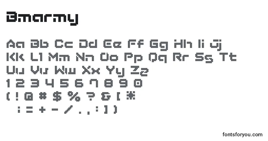 Bmarmy-fontti – aakkoset, numerot, erikoismerkit