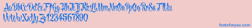 LovelymadnessDemoversion-Schriftart – Blaue Schriften auf rosa Hintergrund