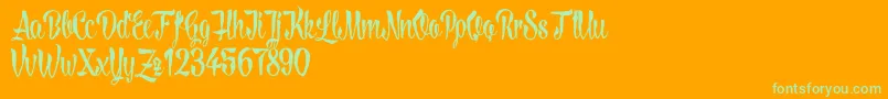 LovelymadnessDemoversion-Schriftart – Grüne Schriften auf orangefarbenem Hintergrund
