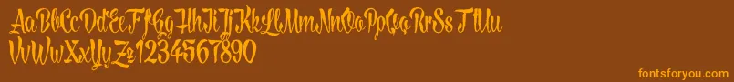 LovelymadnessDemoversion Font – Orange Fonts on Brown Background