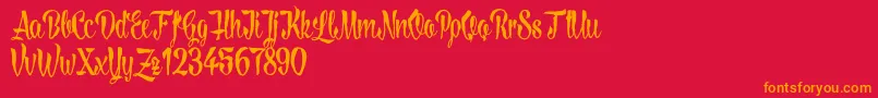 LovelymadnessDemoversion Font – Orange Fonts on Red Background
